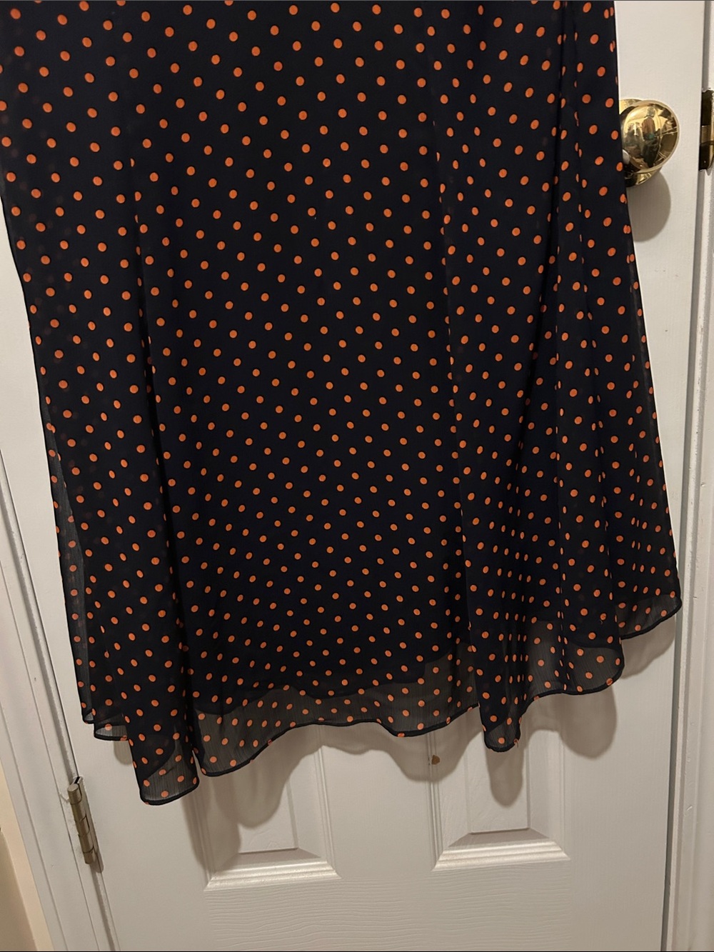 MSK Navy Blue Midi Dress with Orange Polka Dots - Picture 7 of 10